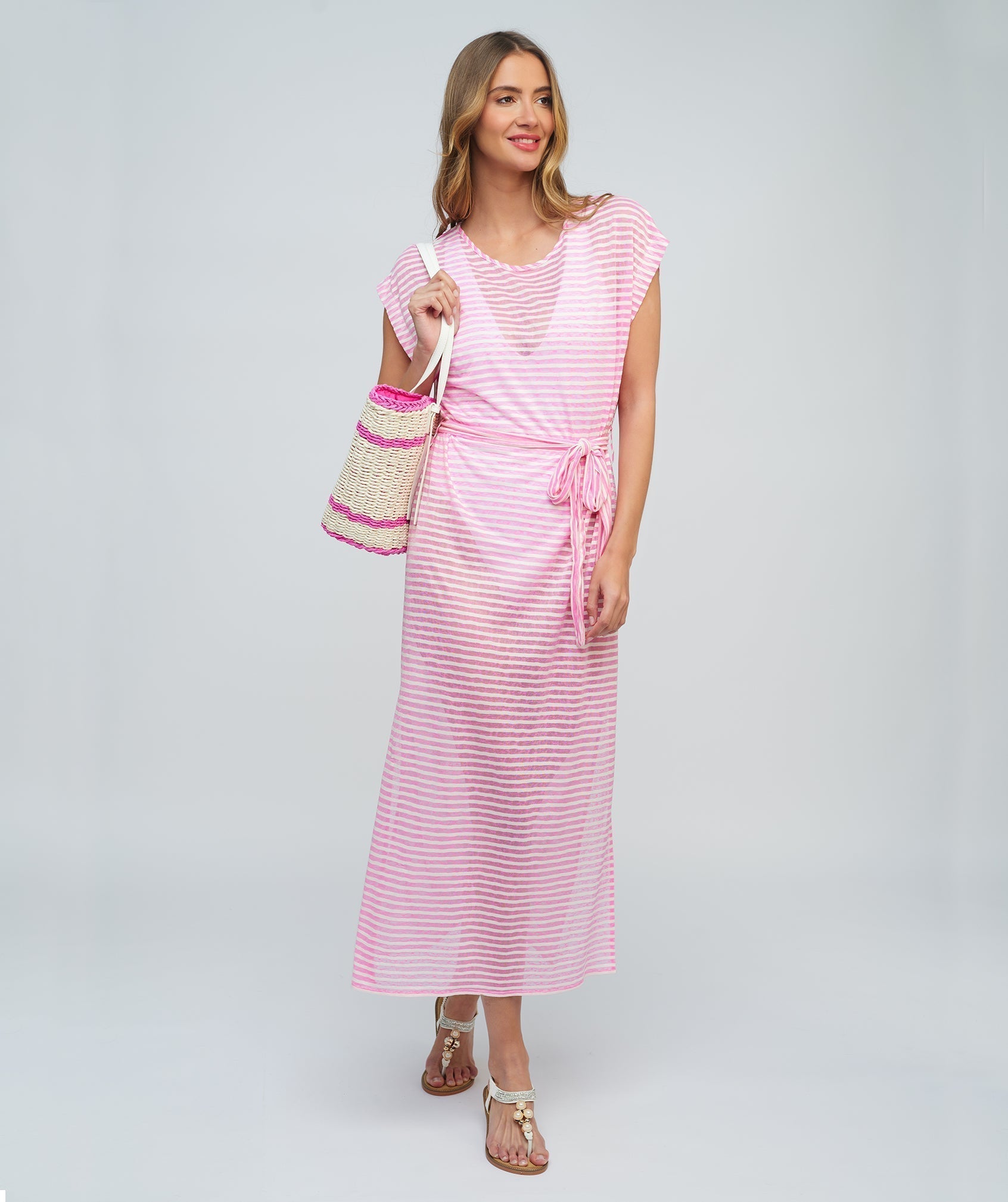 Flo Maxi Dress Pink White